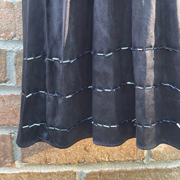 y2k Sleeveless summer Geren Ford Midi Dress sz M topstitching beaded silk - Picture 2 of 10